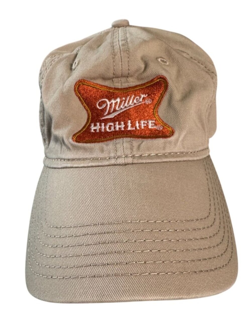Miller High Life Beige Adjustable Cotton Baseball Cap Embroidered Logo Unisex